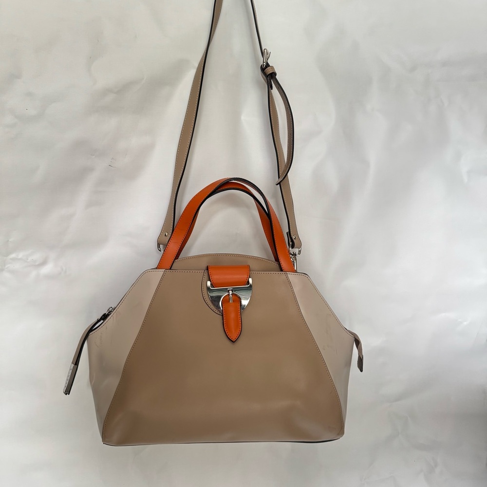 Nicoli // grey, orange structured shoulder bag cm